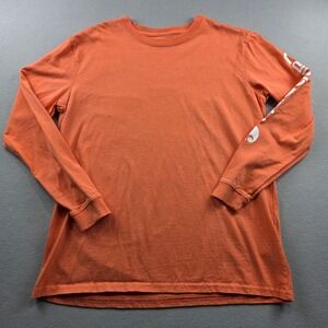 Carhartt Boys Orange‎ Long Sleeve Graphic Logo T-Shirt Loose Fit Size L 12-14